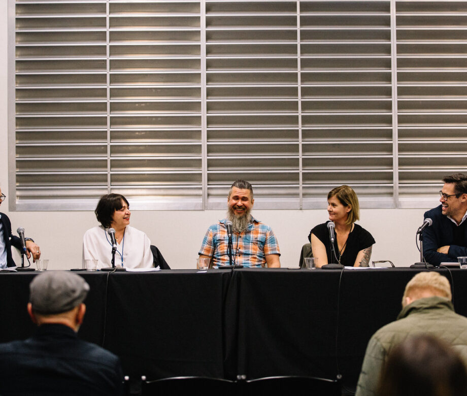 Five speakers on a panel at DesignThinkers Toronto 2018.